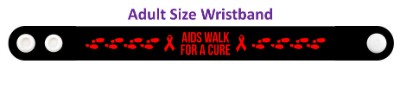 aids walk for a cure black footsteps ribbons wristband
