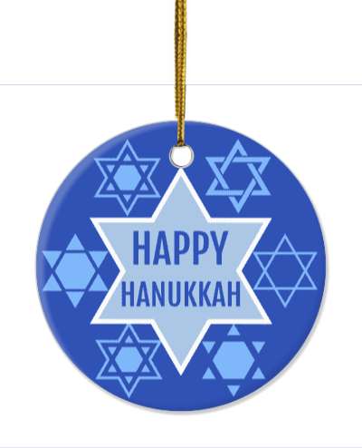 happy hanukkah deep blue light blue white star of david stickers, magnet