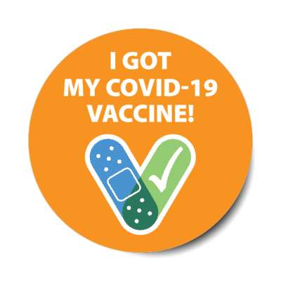 i got my covid 19 vaccine orange stickers, magnet