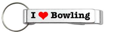 i love bowling heart sports stickers, magnet