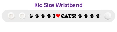 i love cats white paw print heart wristband