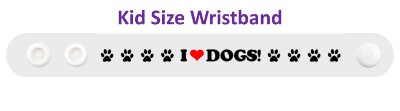 i love dogs heart paw print white wristband