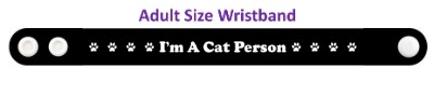im a cat person paw prints black wristband