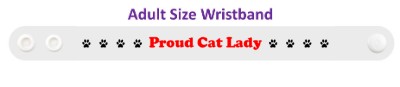 proud cat lady paw prints white wristband