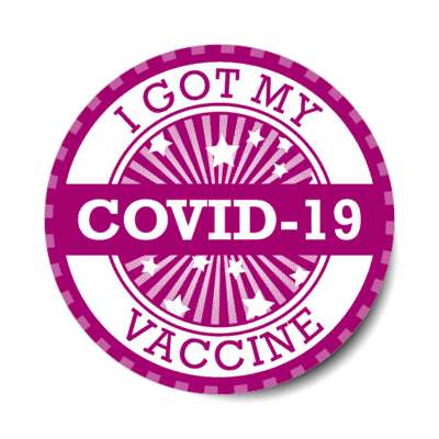 star burst purple i got my covid 19 vaccine nurse medical center stickers, magnet