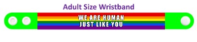 we are human just like you green lgbt rainbow wristband