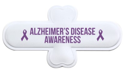 white alzheimers disease awareness purple awareness ribbon stickers, magnet