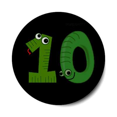 10 green snake and wheel cartoons sticker