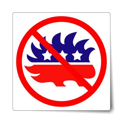 anti libertarian porcupine party red slash sticker