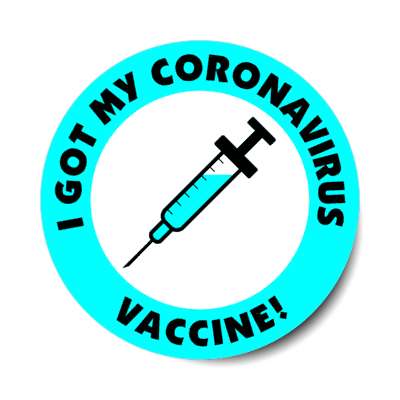 aqua i got my coronavirus vaccine needle stickers, magnet