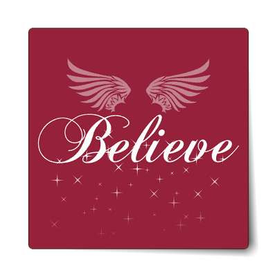 believe red sparkles wings silhouette sticker