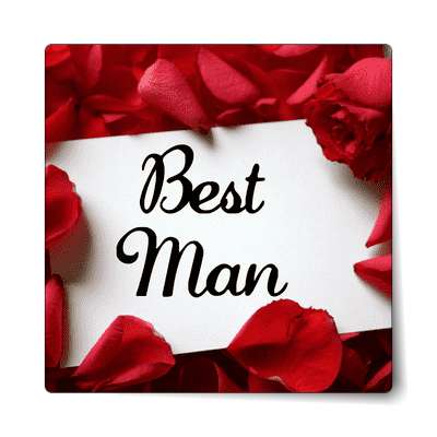 best man red petals card sticker