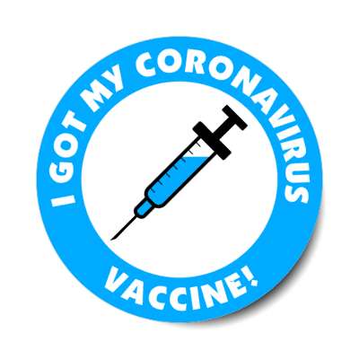 blue i got my coronavirus vaccine needle stickers, magnet