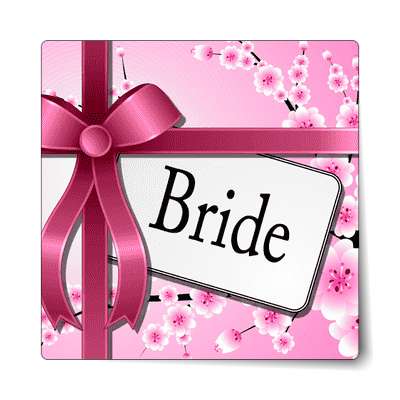 bride pink ribbon card sticker