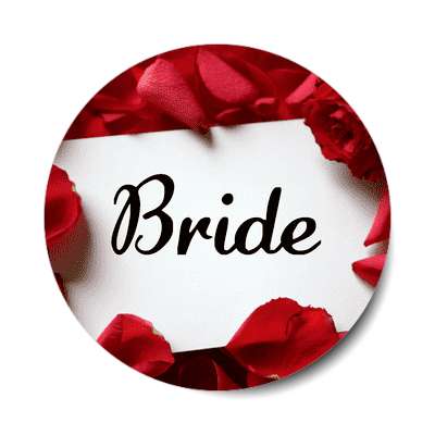 bride red petals card sticker