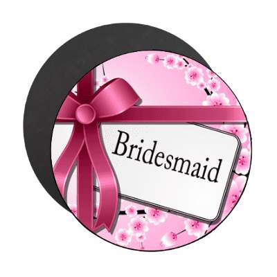 bridesmaid pink ribbon card magnet