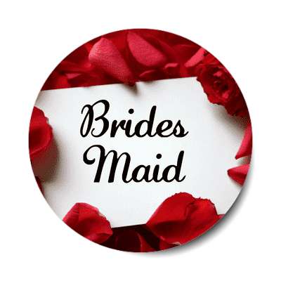 bridesmaid red petals card sticker