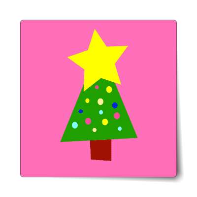 christmas tree hot pink star decorations sticker
