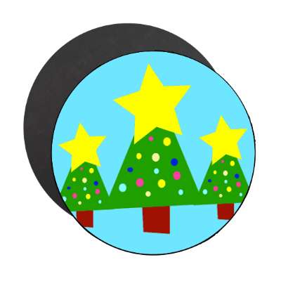 christmas trees three stars aqua magnet