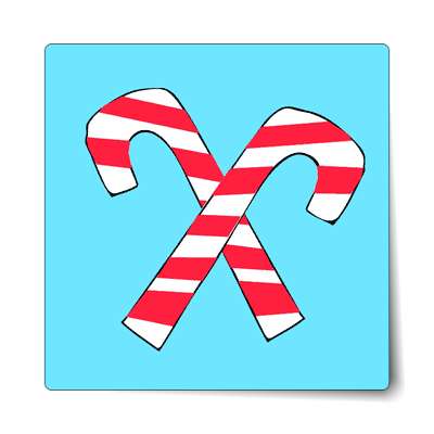 crossed candy canes blue sticker