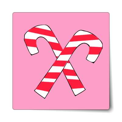 crossed candy canes pink sticker