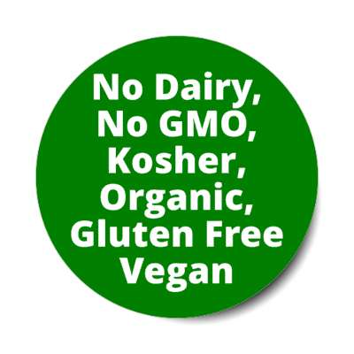 dark green no dairy no gmo kosher organic gluten free vegan sticker