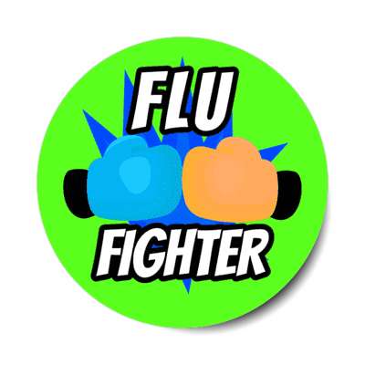 flu fighter boxing gloves green stickers, magnet