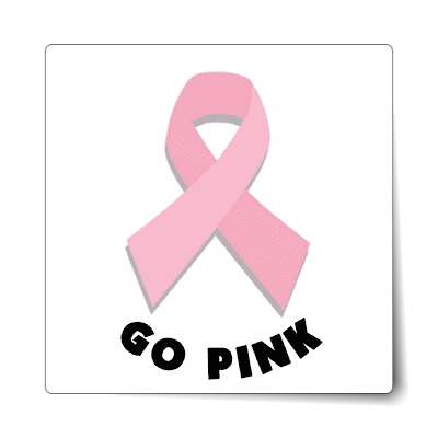 go pink ribbon awareness breast cancer sticker