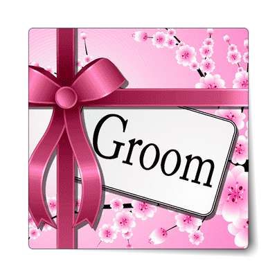 groom pink ribbon card sticker