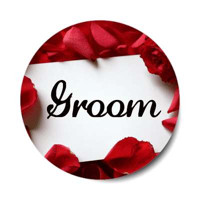groom red petals card sticker