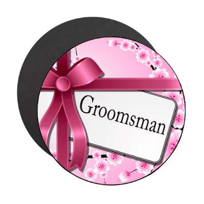 groomsman pink ribbon card magnet