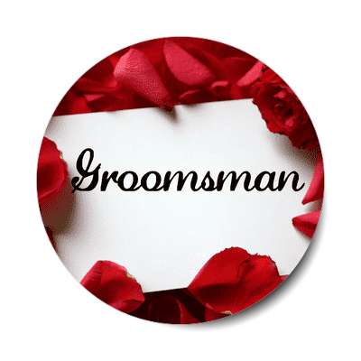 groomsman red petals card sticker