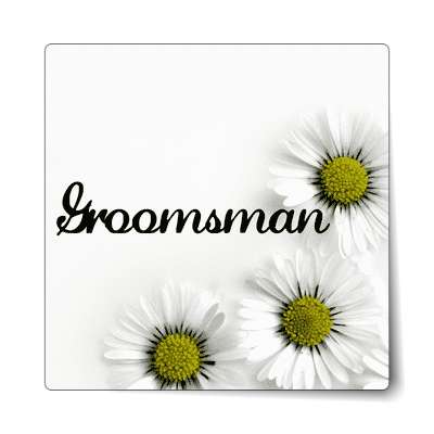 groomsman three yellow white flowers sticker