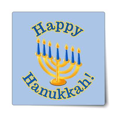 happy hanukkah menorah seven candles sticker