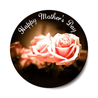 happy mothers day pink roses cursive sticker