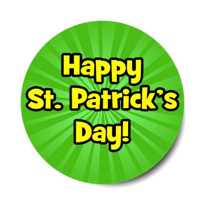 happy st patricks day rays green sticker
