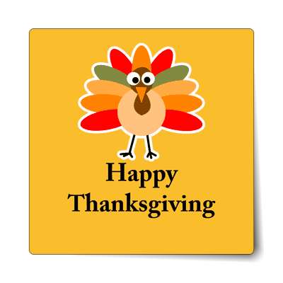 happy thanksgiving cute cartook turkey feathers sticker