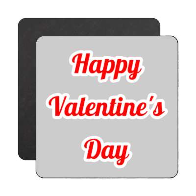 happy valentines day grey cursive magnet
