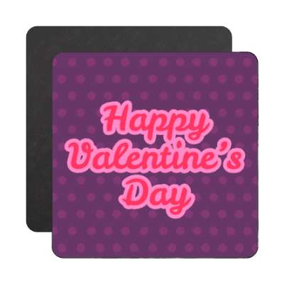 happy valentines day purple cursive polka dots magnet