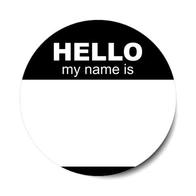 hello my name is black nametag sticker