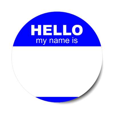 hello my name is blue nametag sticker
