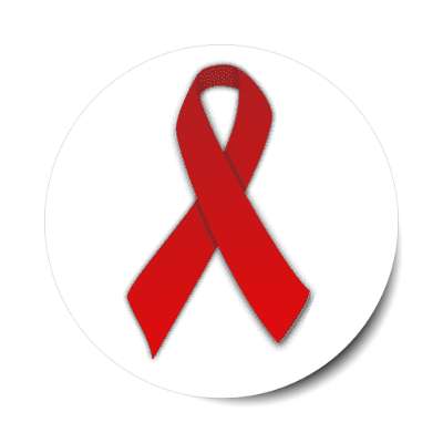 hiv aids red awareness ribbon white sticker