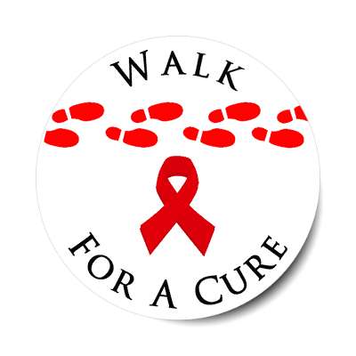hiv walk for a cure red awareness ribbon aids footsteps sticker