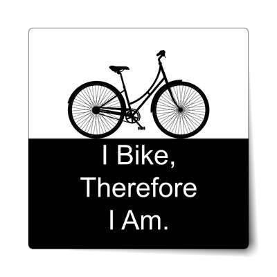 i bike therefore i am silhouette bicycle sticker