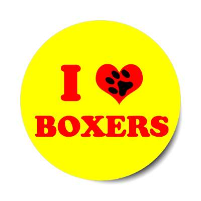 i heart boxers print paw sticker