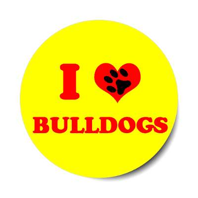 i heart bulldogs print paw sticker