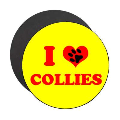 i heart collies print paw magnet