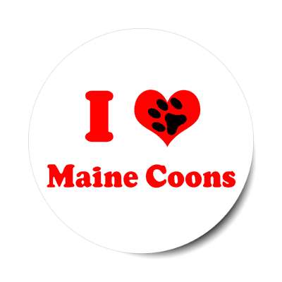 i heart maine coons paw print sticker
