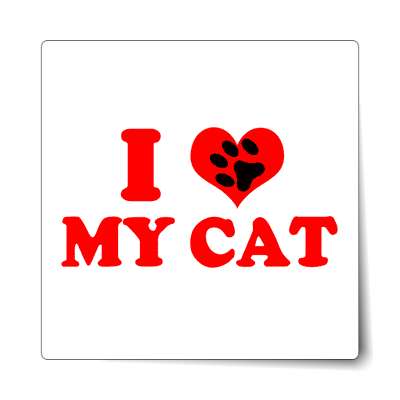 i heart my cat paw print sticker