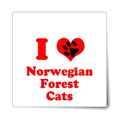i heart norwegian forest cats paw print sticker